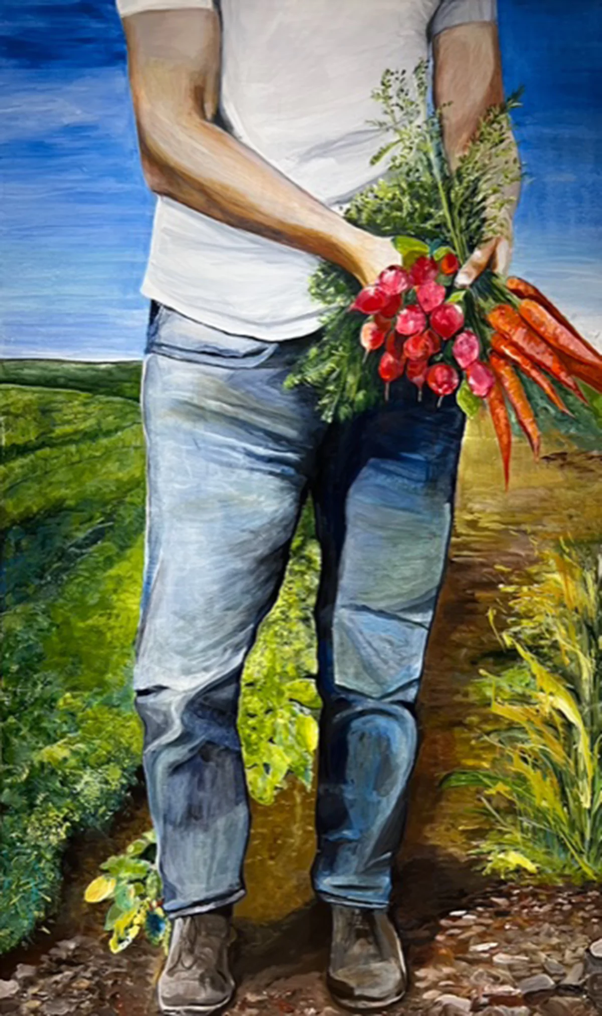 Blue jeans and vegetables