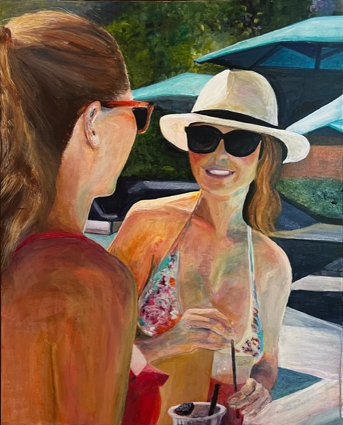 Chatting at the pool