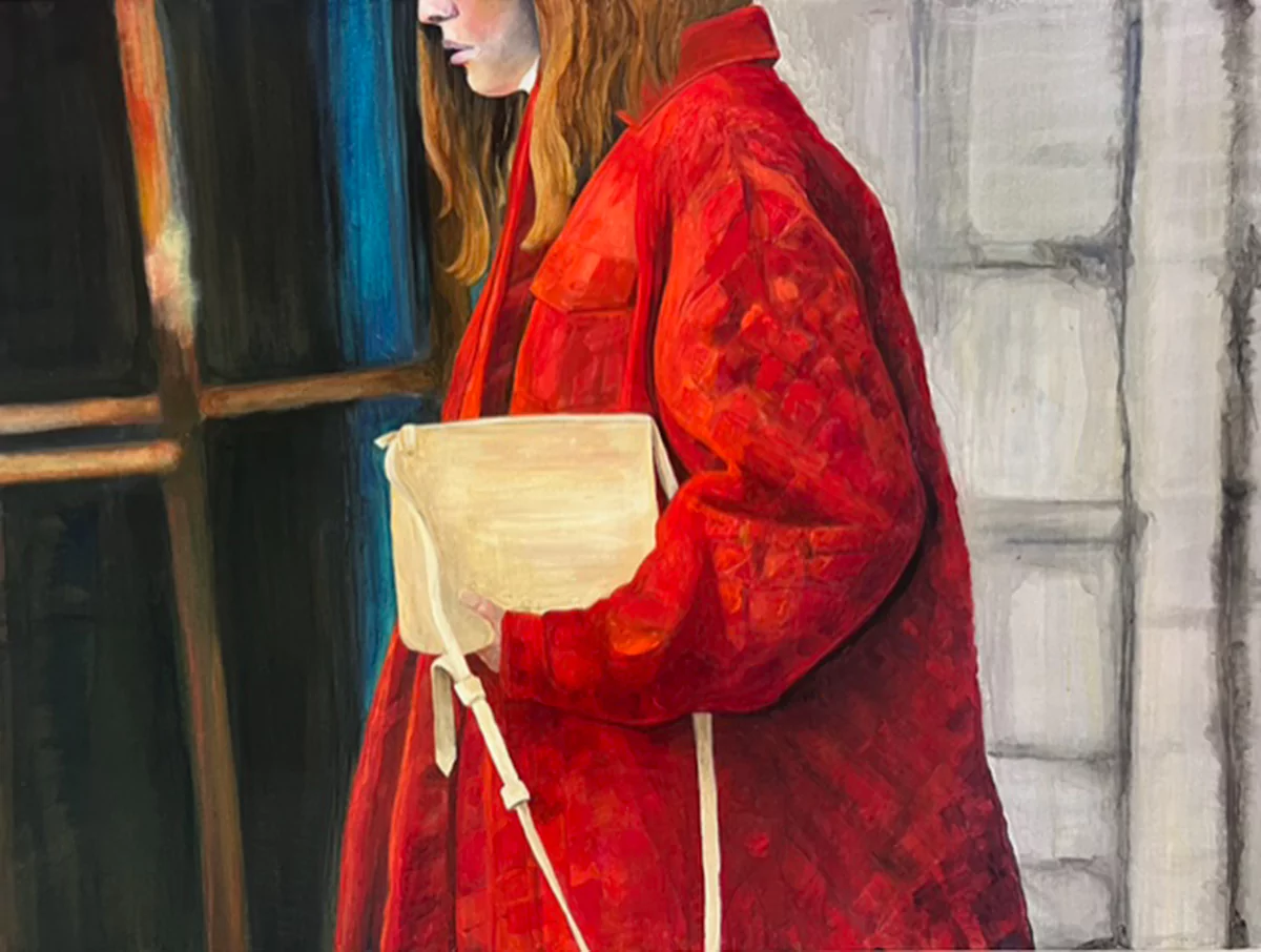 Red coat in the city